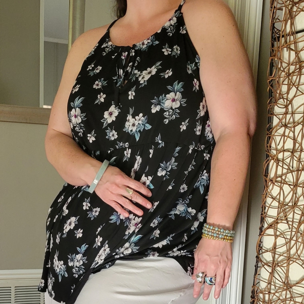 NWT Torrid Black Floral Jersey Knit Babydoll Tank Plus Size 5